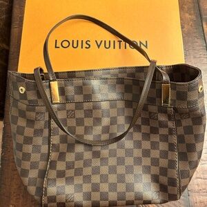 Louis Vuitton  Marylbone Damier Ebene Tote with Gold Hardware